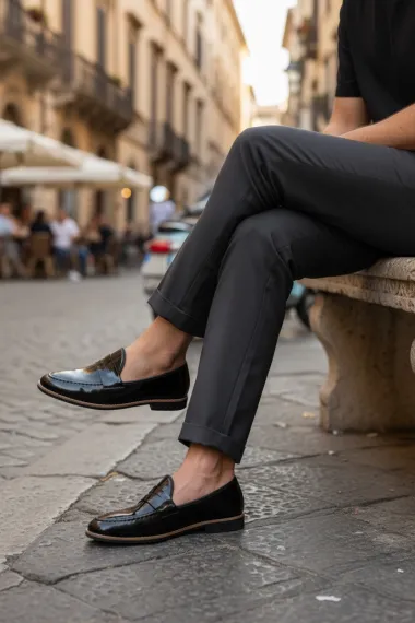 Mocasini barbati negri, tapla subtire, piele eco, comozi 12221 N3.N4-1